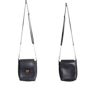 Compact Black Tire Crossbody Bag Upcycled Adjustable Strap